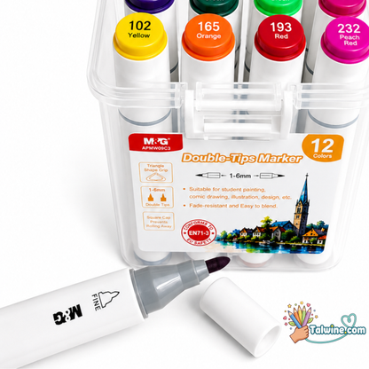 12 Dual-Tip Markers Box