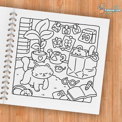 Cat Life Coloring Book