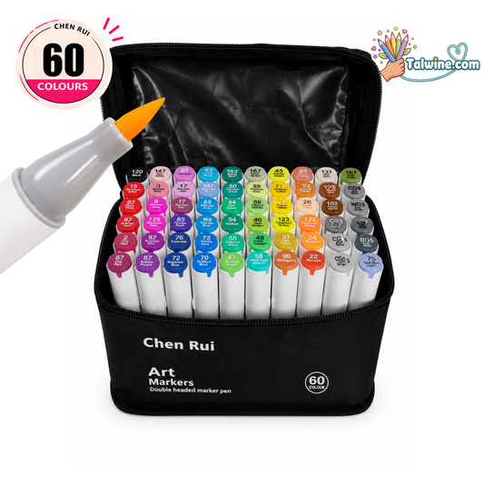 60 Colors Brush Tip Alcohol Markers Set