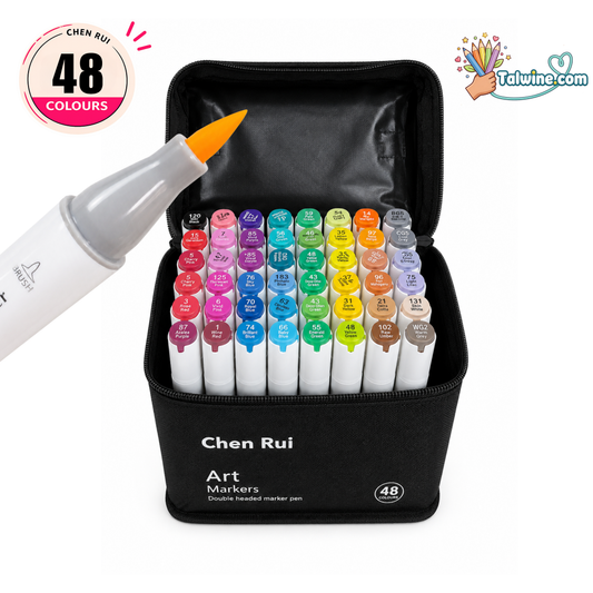 48 Colors Brush Tip Alcohol Markers Set